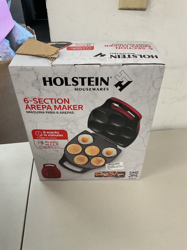 Photo 1 of Holstein Housewares - Non-Stick Omelet & Frittata Maker, Stainless Steel - Makes 2 Individual Portions Quick & Easy (2 Section, Red)