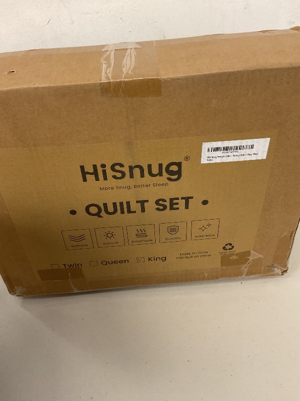 Photo 1 of HiSnug White Quilt King Size, Lightweight Oversized King Quilts Bedding Set, Soft, Comfortable, Breathable Quilted Bedspread Coverlets for All Seasons, 3 Pieces, 1 Quilt and 2 Pillow Shams