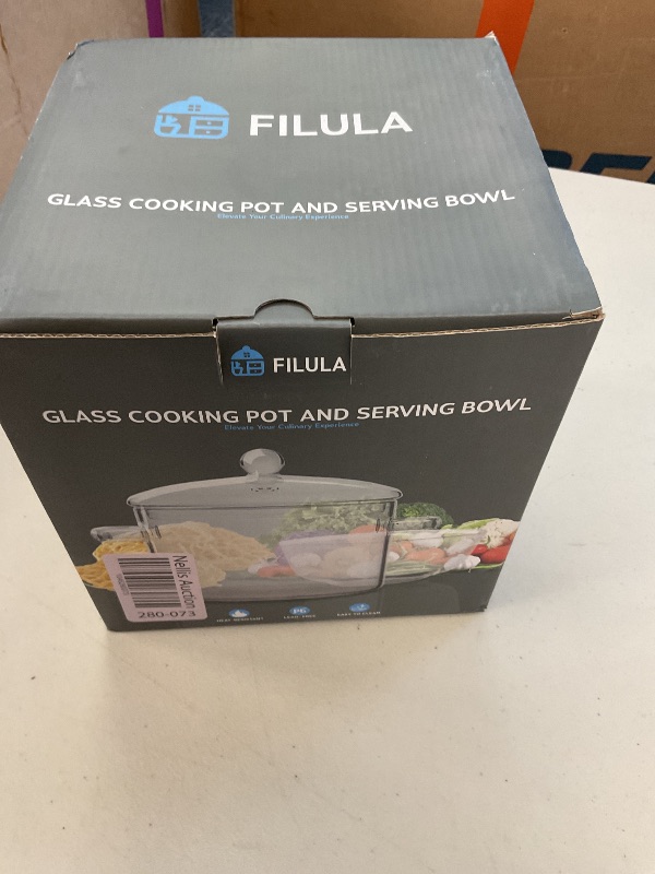 Photo 1 of FILULA Glass Saucepan with Cover - 1.9L/64oz - Heat-Resistant Glass Pot for Stove Top, Clear Pots for Cooking Pasta Noodle, Soup, Milk, Baby Food - Glass Saucepan, Simmer Pot - Includes Bowl