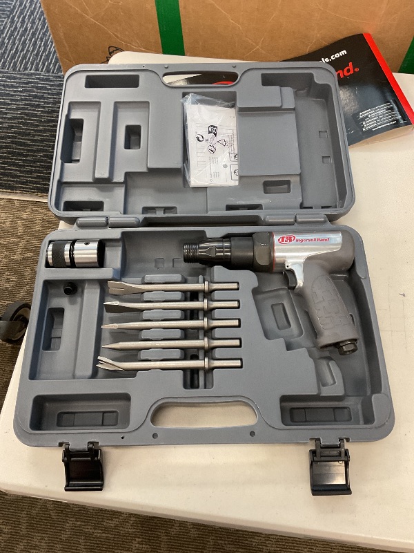 Photo 1 of Ingersoll Rand 119MAXK Vibration Reduced Long-Barrel Air Hammer 5-Piece Chisel Set, 2,530 BPM, 3-1/2" Stroke, Round Shank