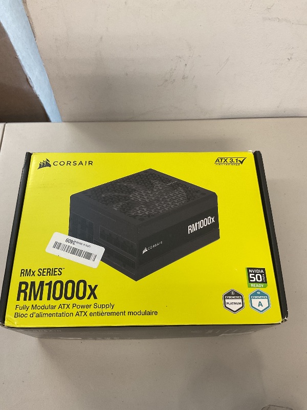 Photo 1 of CORSAIR RM1000x Fully Modular Low-Noise ATX Power Supply – ATX 3.1 Compliant – PCIe 5.1 Support – Cybenetics Gold Efficiency – Native 12V-2x6 Connector – Black