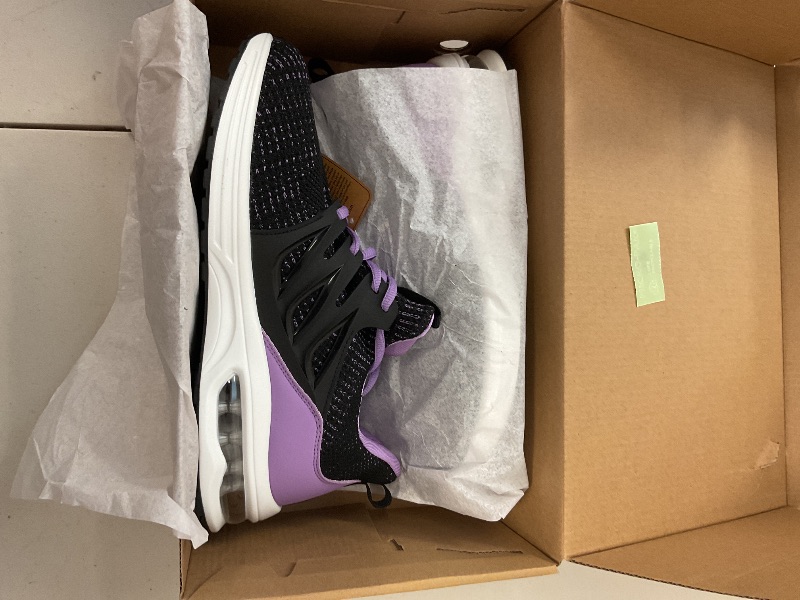 Photo 1 of Gyeice Womens Running Shoes Lightweight Breathable Fashion Tennis Sneakers Gym Sport Walking Slip on Footwear Blackpurple US 10.5