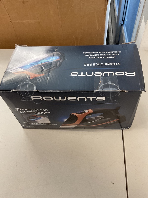 Photo 1 of Rowenta Iron, Steam Force Pro Steam Iron for Clothes 1850 watts, 5 presets Smart Screen, Stainless Steel Soleplate, High-Efficiency Handheld Ironing, Black Copper, DW9580