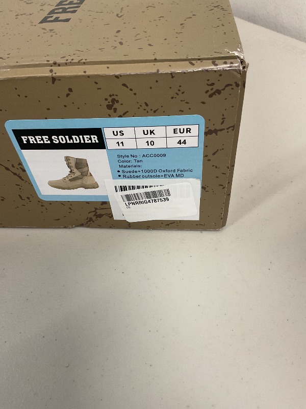 Photo 1 of FREE SOLDIER Men's Tactical Boots 8 Inches Lightweight Combat Boot Durable Suede Leather Military Work Boots Desert Boot (Tan, 11)
