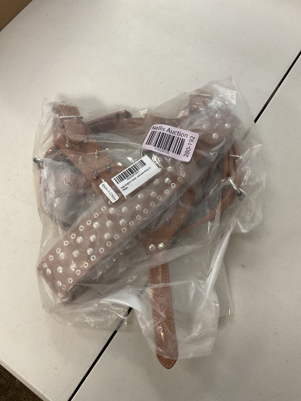 Photo 1 of Dogs Kingdom Spiked Studded Leather Dog Pet Collar Harness Leash 3pcs Set Walking Pitbull Boxer Brown XL