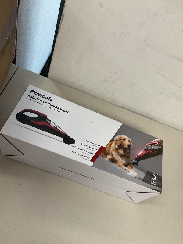 Photo 1 of Powools Pet Hair Handheld Vacuum, Car Vacuum Portable Cordless Rechargeable with Reusable Filter and Motorized Brush for Carpet, Couch & Stairs, Red, 17.0"X 5.0"X 6.6"