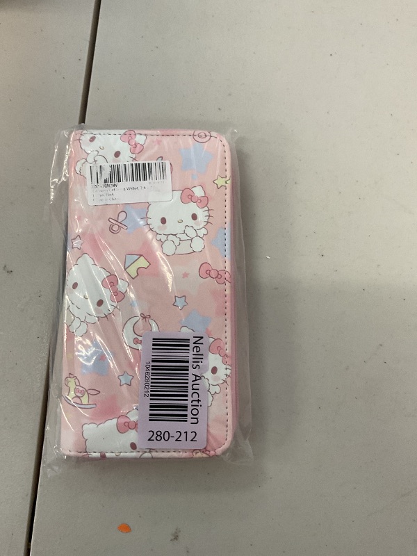 Photo 1 of BOBORAT Cartoon Cat Long Wallet, 7.4 x 4.0 Inches Pink Cute PU Leather Purse, Card Holder with Zipper Closure for Girls Women