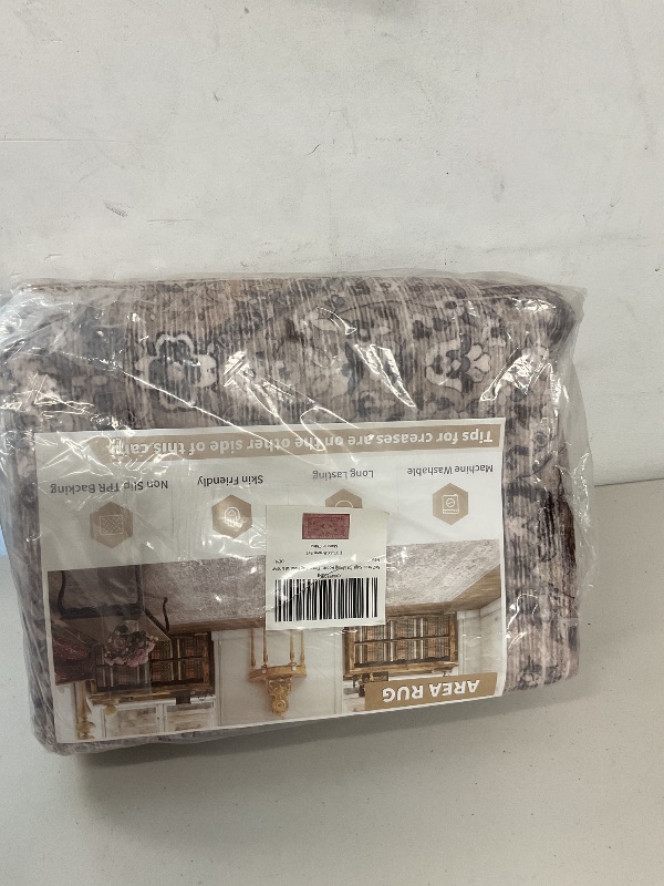 Photo 1 of Brown Washable 5x7 Area Rugs for Living Room Rug Bedroom Rug-Carpet Neutral Moody Vintage Floral Dining Room Rugs Office Soft Comfortable Non Slip