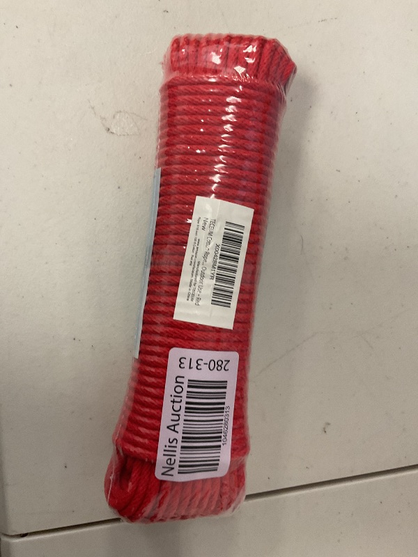 Photo 1 of TECEUM Cotton Rope 3/16” (5 mm) – 100 FT – Strong All-Purpose Braided Rope – Natural Cotton – for Crafting, ?amping, Clothes Line, DIY, Indoor & Outdoor Use – Red