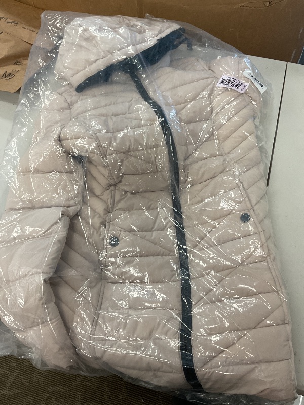 Photo 1 of Nautica Women's 3/4 Stretch Puffer Jacket with Fur Hood and Half Back, Champagne