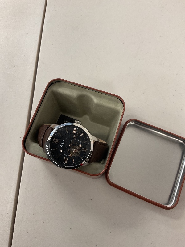 Photo 1 of Fossil Men's Townsman Automatic Stainless Steel and Leather Two-Hand Skeleton Watch, Color: Silver, Brown (Model: ME3061)