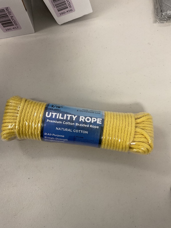 Photo 1 of TECEUM Cotton Rope 3/16” (5 mm) – 100 FT – Strong All-Purpose Braided Rope – Natural Cotton – for Crafting, ?amping, Clothes Line, DIY, Indoor & Outdoor Use – Yellow
