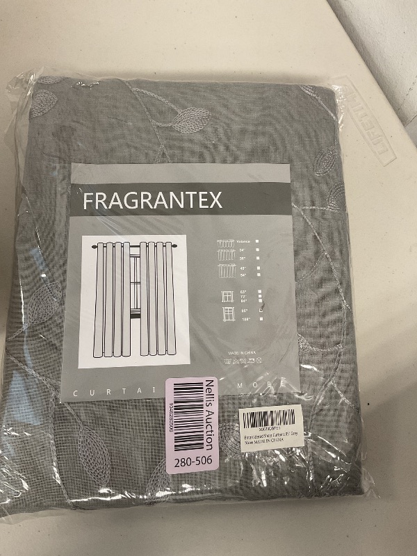 Photo 1 of Fragrantex Embroidery Leaves Sheer Curtains Dark Grey 95 Inch Length for Living Room/Bedroom Floral Botanical Patterned Window Drape Rod Pocket Chiffon 2 Panels,W38xL95