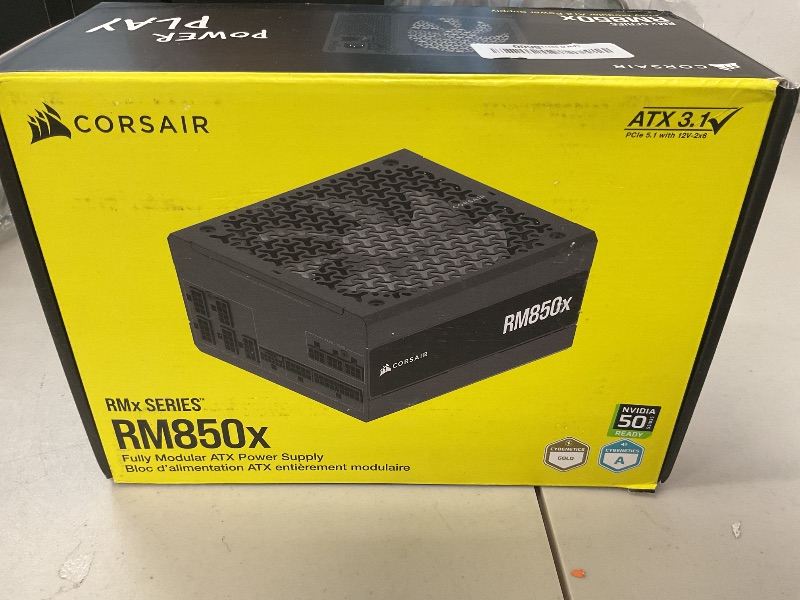 Photo 1 of CORSAIR RM850x Fully Modular Low-Noise ATX Power Supply – ATX 3.1 Compliant – PCIe 5.1 Support – Cybenetics Gold Efficiency – Native 12V-2x6 Connector – Black