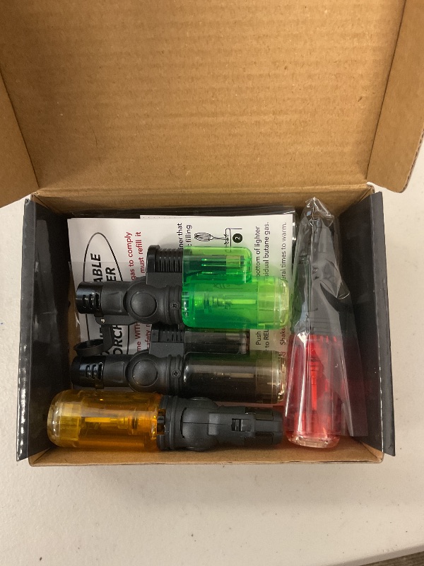 Photo 1 of 5 Pack Torch Lighter Mini Refillable Butane Lighters Single Jet Flame 45° Rotatable Torch Lighters Windproof Adjustable Butane Gas Lighter for Candle Camping Fireplace Party BBQ Grill(Without Fuel)