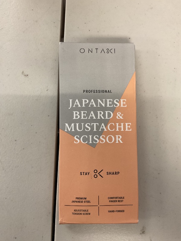 Photo 1 of Ontaki Premium Hand-Forged Mustache & Beard Scissors 5.5" - Japanese Steel Barber Scissors - Bangs & Grooming Shears - Rest Hook Silver - Hair Shears - Beard Sheers