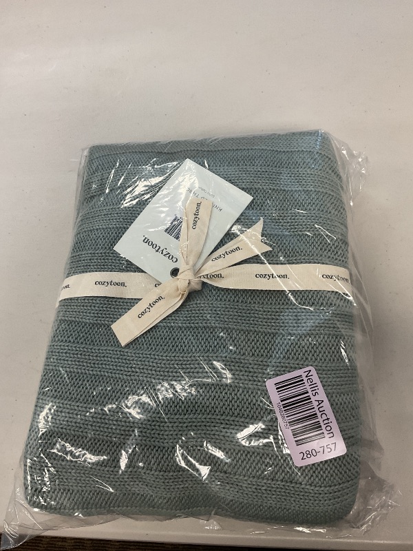 Photo 1 of 100% cotton knitted throw blanket soft perfect for all seasons mint green color 