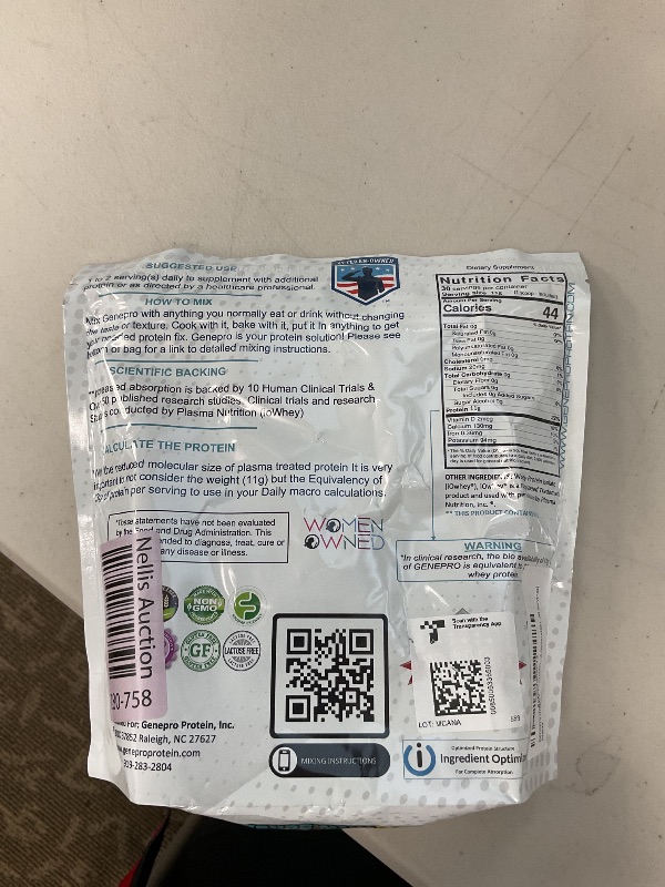 Photo 1 of GENEPRO GEN. 3 Unflavored Protein Powder - New Formula - Lactose-Free, Gluten-Free, & Non-GMO Whey Isolate Supplement Shake (3rd Generation, 30 Servings)