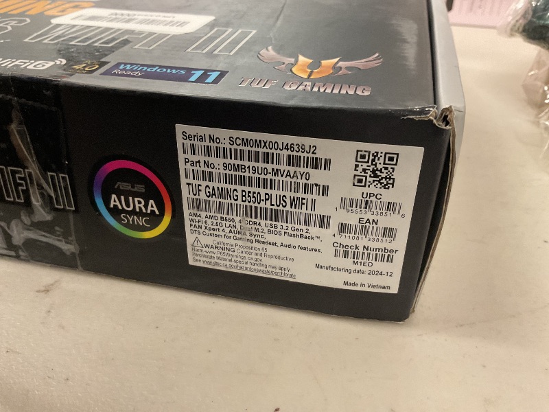 Photo 1 of ASUS TUF Gaming B550-PLUS WiFi II AMD AM4 (3rd Gen Ryzen™) ATX Motherboard (PCIe 4.0, 6, 2.5Gb LAN, BIOS Flashback, USB 3.2 2, Addressable 2 RGB Header and Aura Sync)