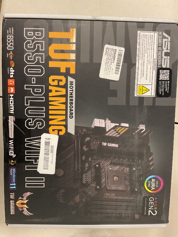 Photo 1 of ASUS TUF Gaming B550-PLUS WiFi II AMD AM4 (3rd Gen Ryzen™) ATX Motherboard (PCIe 4.0, 6, 2.5Gb LAN, BIOS Flashback, USB 3.2 2, Addressable 2 RGB Header and Aura Sync)