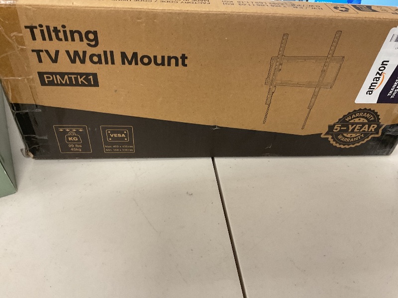 Photo 1 of Pipishell UL Listed Tilt TV Wall Mount Bracket Low Profile for Most 23-55 Inch LED LCD OLED 4K Flat Curved TVs up to 99lbs Max VESA 400x400mm, 8° Tilting for Anti-Glaring, Fits 8-16 inch Wood Stud