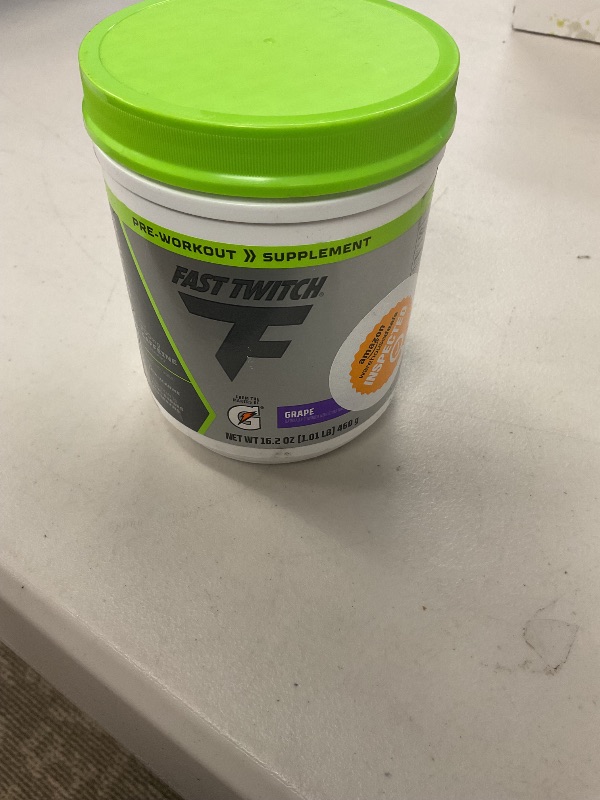 Photo 1 of Fast Twitch from the makers of Gatorade,Caffeinated Pre-workout Supplement Mix,Grape,1.01lb (Pack of 1),3.5g L-Citrulline,3g Betaine,2g Carnosine beta-alanine,Vitamin B6,B12 and 200mg caffeine