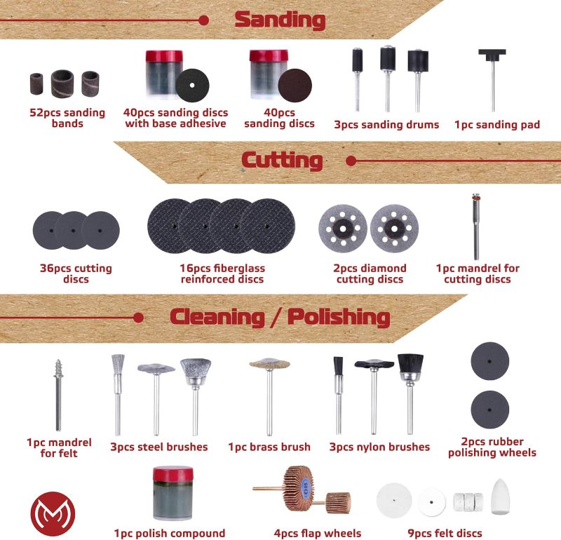 Photo 1 of 276 PCS Rotary Tool Accessories Kit, 1/8-in Shank Rotary Tool Kit, Universal Fitment for Easy Polishing, Sanding, Cutting, Drilling, Engraving, Sharpening, Grinding with Portable Storage Case