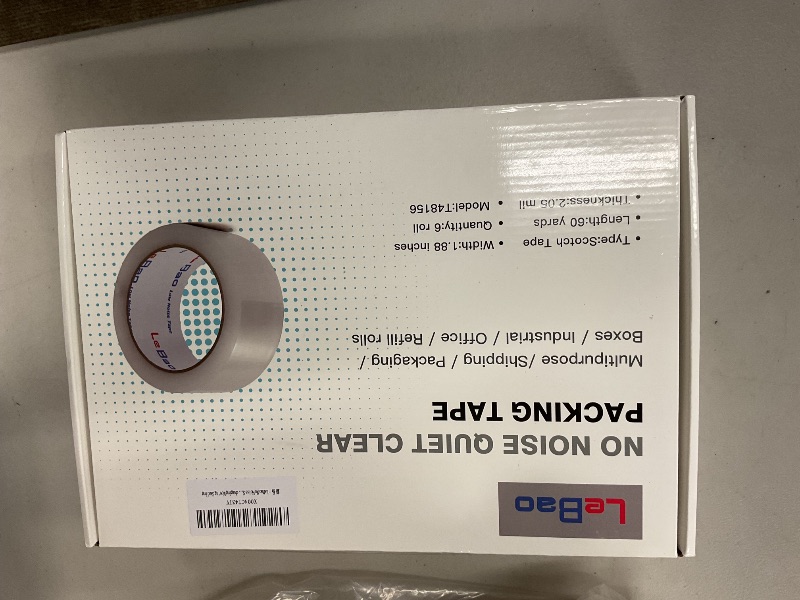 Photo 1 of LeBao No Noise Silent Packing Tape with Dispenser, 2.05 Mil x 1.88" x 60 Yards, 6 Rolls, Heavy Duty Clear Noiseless Packaging Tape for Shipping Packaging Moving Sealing