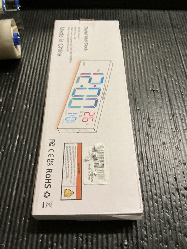 Photo 1 of JALL 16" Large Digital Wall Mount Clock, Count Down Timer, Alarm, Big LED, RGB Color, DST, Temperature for Living Room Classroom Desk, Xmas, Birthday Gift for Senior Mom Dad (White Orange, 16 inches)