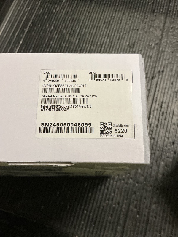 Photo 1 of GIGABYTE B860 AORUS Elite WIFI7 ICE Intel Core Ultra (Series 2) LGA 1851 Motherboard, ATX, DDR5, 3X M.2, PCIe 5.0, USB-C, WIFI7, 2.5GbE LAN, EZ-Latch