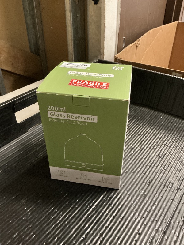 Photo 1 of 200ml Glass Reservoir Essential Oil Diffuser with Glass Dome Ultrasonic Aromatherapy Diffuser with Four Timer Colorful Light Auto-Off for Home Office Bedroom