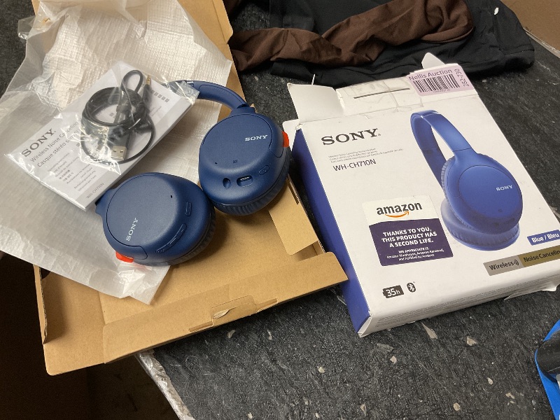 Photo 1 of Sony Noise Cancelling Headphones WHCH710N: Wireless Bluetooth Over the Ear Headset with Mic for Phone-Call, Blue (Amazon Exclusive)