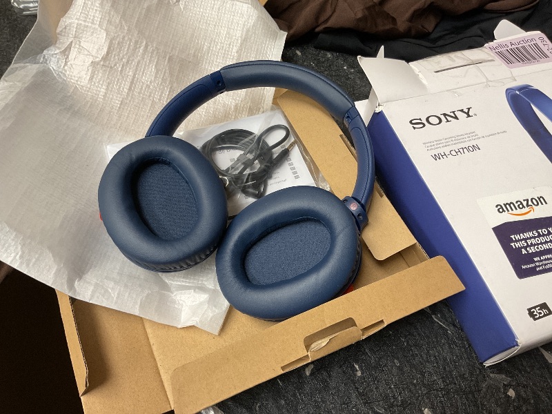 Photo 1 of Sony Noise Cancelling Headphones WHCH710N: Wireless Bluetooth Over the Ear Headset with Mic for Phone-Call, Blue (Amazon Exclusive)