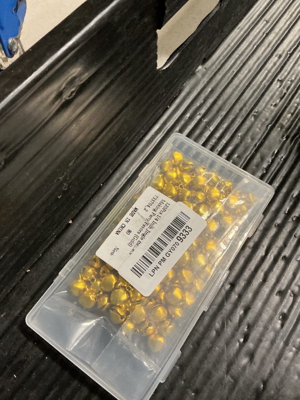 Photo 1 of 120Pcs 1/4 Inch Jingle Bells, Small Bell Mini Bells Bulk Gold Christmas Craft Bell for Christmas Home Making Ornaments Wreath Pet Decorations Bracelet Anklets Necklace Making Party Favors (Gold)