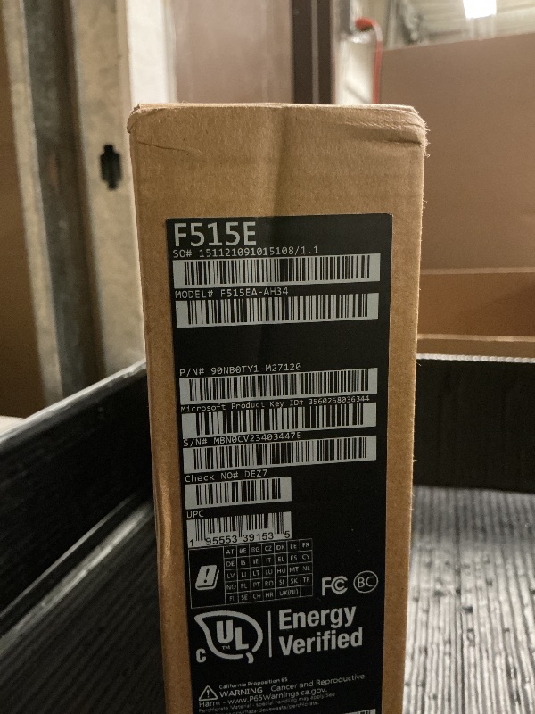 Photo 1 of ASUS VivoBook 15 F515 Laptop, 15.6" FHD Display, Intel i3-1115G4 CPU, 8GB DDR4 RAM, 128GB SSD, Windows 11 Home in S Mode, Slate Grey, F515EA-AH34