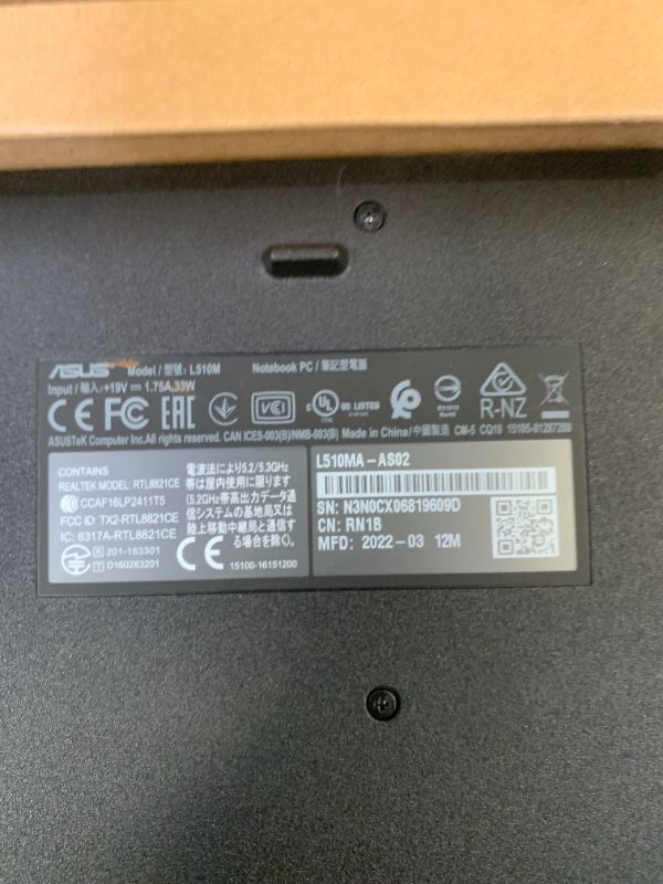 Photo 1 of FOR [ARTS, NON FUNCTIONAL********ASUS Vivobook Go 15 L510 Thin & Light Laptop Computer, 15.6” FHD Display, Intel Celeron N4020 Processor, 4GB RAM, 64GB Storage, Windows 11 Home in S Mode, 1 Year Microsoft 365, Star Black, L510MA-AS02