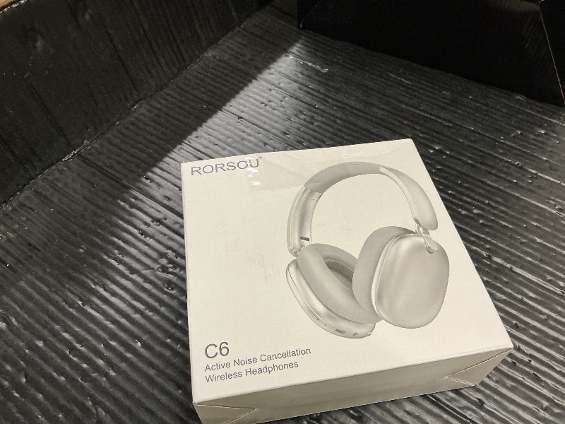 Photo 1 of *SEE NOTES** RORSOU C6 Active Noise Cancelling Headphones, Wireless Over Ear Bluetooth Headphones, 60H Playtime, Lightweight Folding Deep Bass Comfort Fit Ear Cups Headset with Mic for iPad/Travel/PC/Home Silver