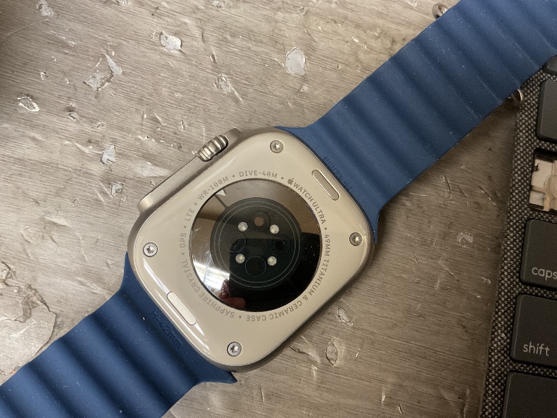 Photo 1 of Apple Watch Ultra 2 [GPS + Cellular, 49mm] - Titanium Case with Blue Ocean Band, One Size (Renewed)