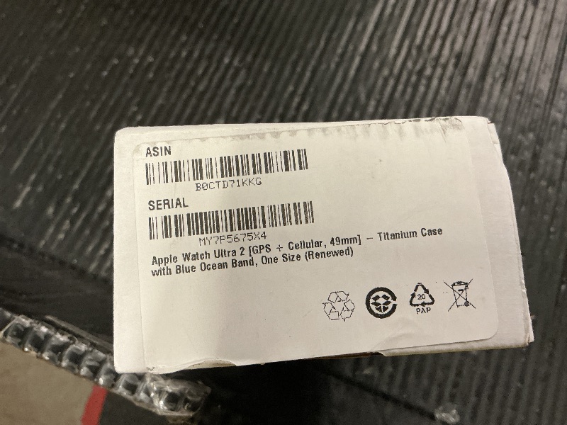 Photo 1 of Apple Watch Ultra 2 [GPS + Cellular, 49mm] - Titanium Case with Blue Ocean Band, One Size (Renewed)