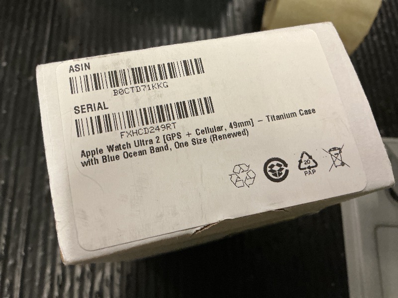 Photo 1 of Apple Watch Ultra 2 [GPS + Cellular, 49mm] - Titanium Case with Blue Ocean Band, One Size (Renewed)