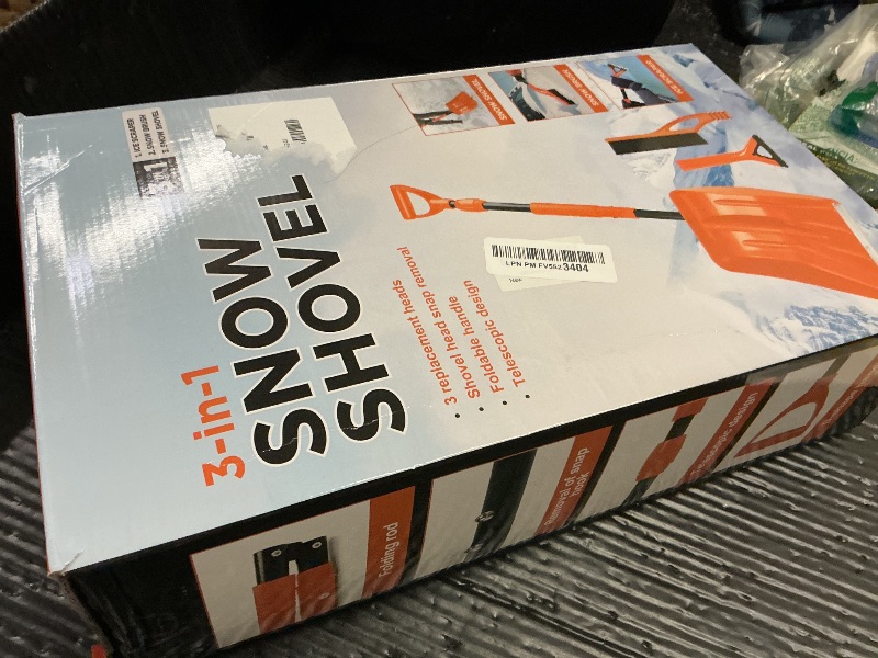 Photo 1 of 49.6" Snow Shovel Kit for Driveway Car Snow Kit with Snow Cleaning Brush Ice Scraper, Foldable Manual Snow Removal Tool, 3-Piece Detachable Winter Car Emergency Set, Orange