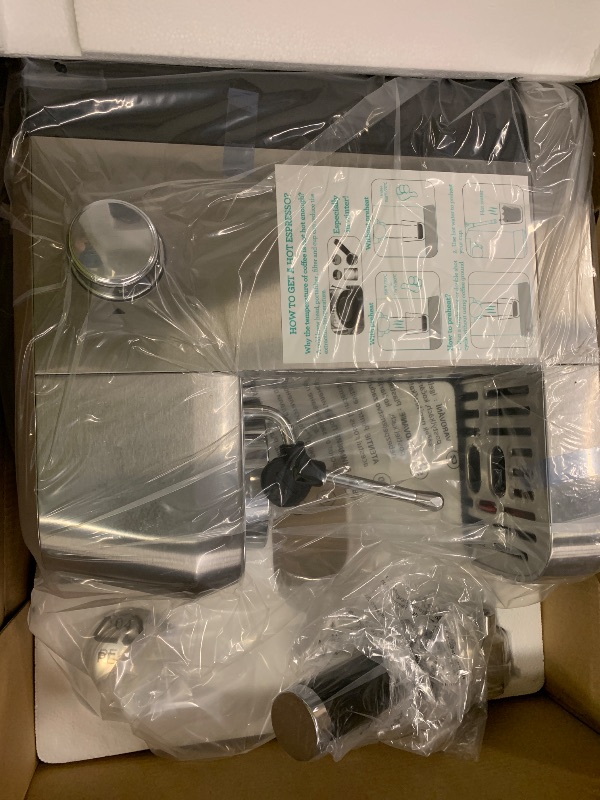 Photo 1 of CASABREWS 3700 Essential Espresso Machine 20 Bar, Stainless Steel Cappuccino & Latte Machine with Steam Frother for Home, 43.9oz Water Tank, Coffee Gift for Women & Men, Silver