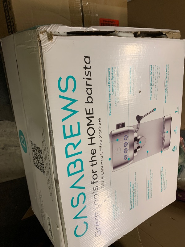 Photo 1 of CASABREWS 3700 Essential Espresso Machine 20 Bar, Stainless Steel Cappuccino & Latte Machine with Steam Frother for Home, 43.9oz Water Tank, Coffee Gift for Women & Men, Silver