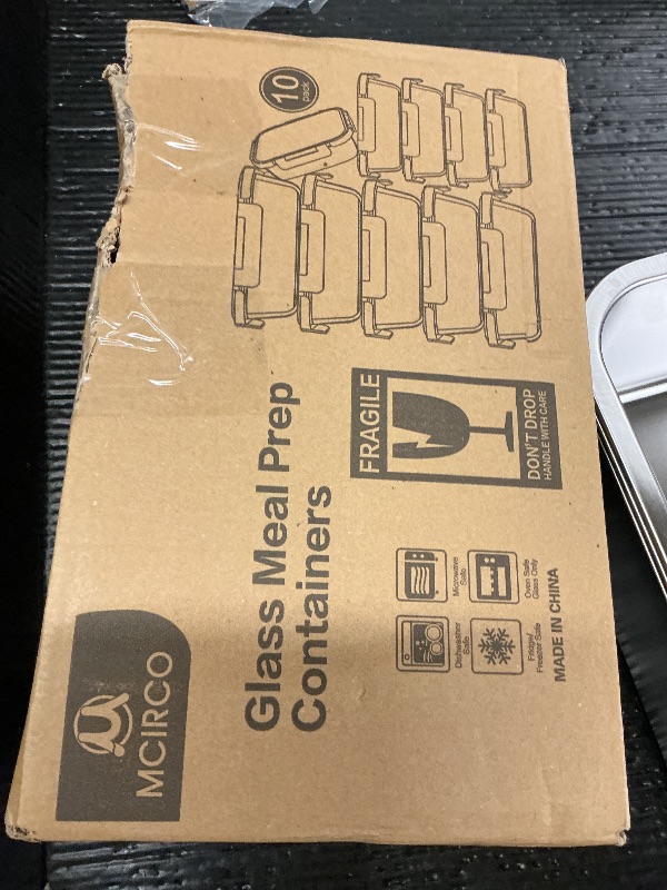 Photo 1 of [10-Pack]Glass Meal Prep Containers with Lids, MCIRCO Glass Food Storage Containers with Snap Locking Lids, Airtight Lunch Containers, Microwave, Oven, Freezer and Dishwasher, White