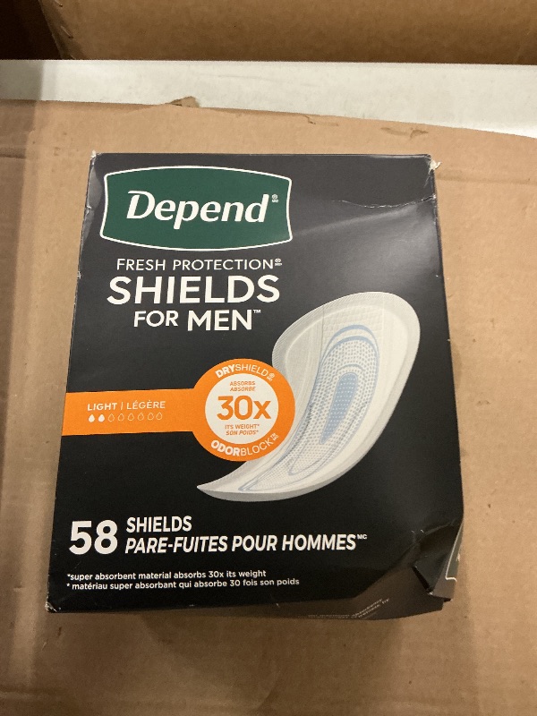 Photo 1 of Depend Shields Incontinence Pads for Men, Light Absorbency, 58 Count (Packaging May Vary)