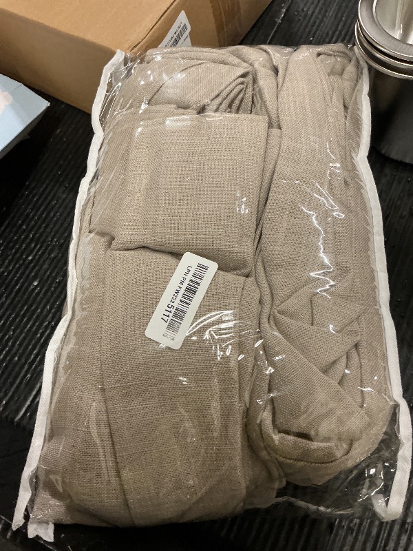 Photo 1 of 102 Inch Long Curtains Pinch Pleat Linen Curtains for Living Room Bedroom 2 Panels Tan Brown Burlywood Taupe Light Filtering Privacy 102 Inch Pleated Drapes Hooks Rings Back Tab for Sliding Door