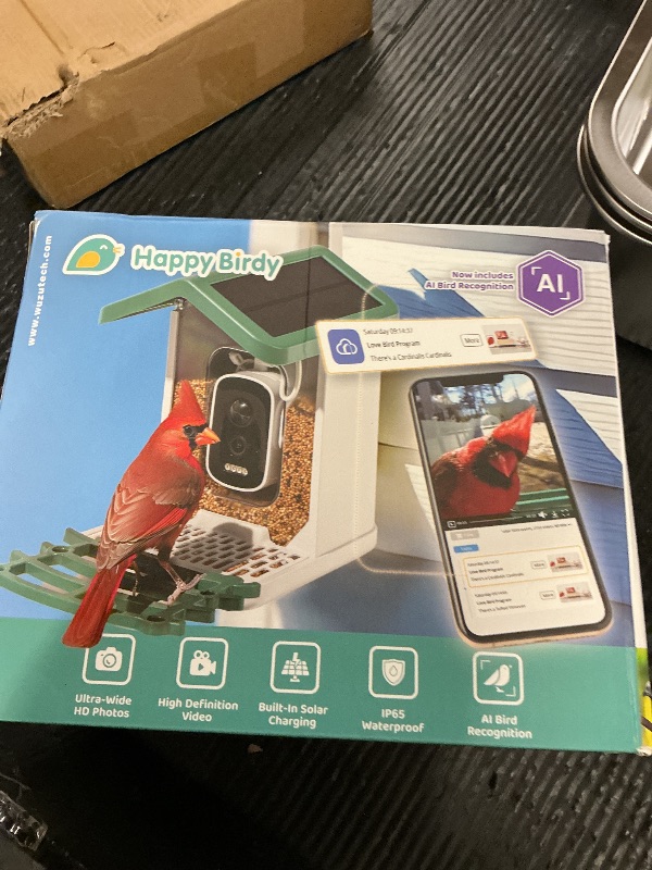 Photo 1 of Happy Birdy Smart Bird Feeder with Camera - 2.5K HD Video, Wild Bird Feeder with Wall Mount & Pole Strap Kit, Free AI App IDs 10K+ Birds, Solar Power Panels, Infrared Night Vision, Weatherproof IP67
