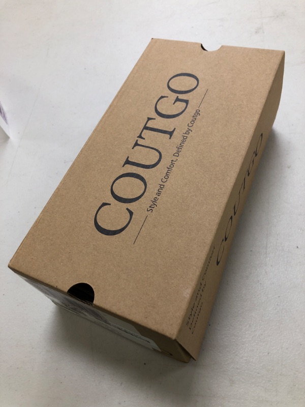 Photo 1 of Coutgo Womens Slide Sandals Mesh Chunky Heels Mules Square Open Toe Slip On Summer Dress Shoes,Khaki,size 7.5