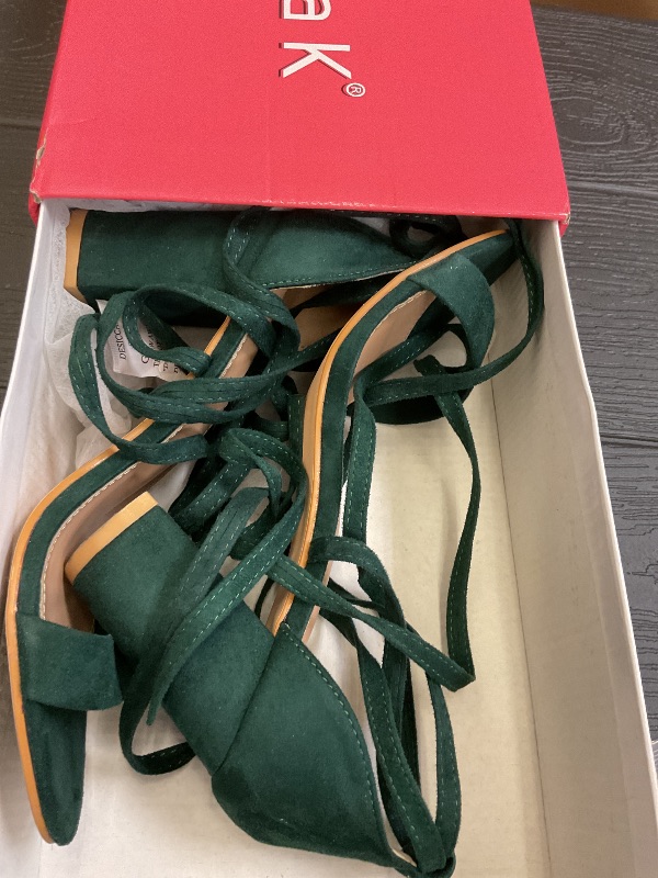 Photo 1 of Allegra K Women's Strappy Chunky High Heels Lace Up Green Heels Sandals - 7 M US