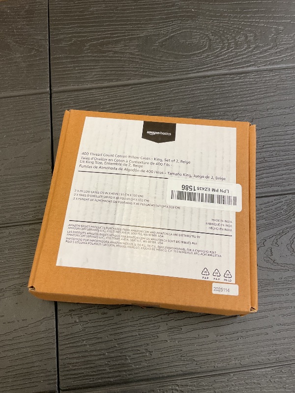 Photo 1 of Amazon Basics 400 Thread Count Cotton Pillow Case, King, Set of 2, Beige, 40" L x 20" W, Pillows Not Included